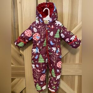 Hatley Baby Girls Purple Woodland Animals Winter Snow Suit 12 - 18 Months Infant